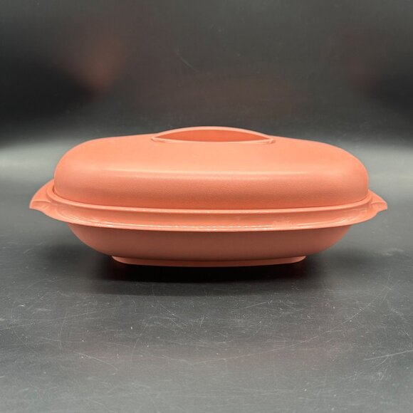 Vintage Tupperware Oval Microwave Steamer 6 Cups Dusty Rose Pink USA 90s 1273-5 - Picture 2 of 12